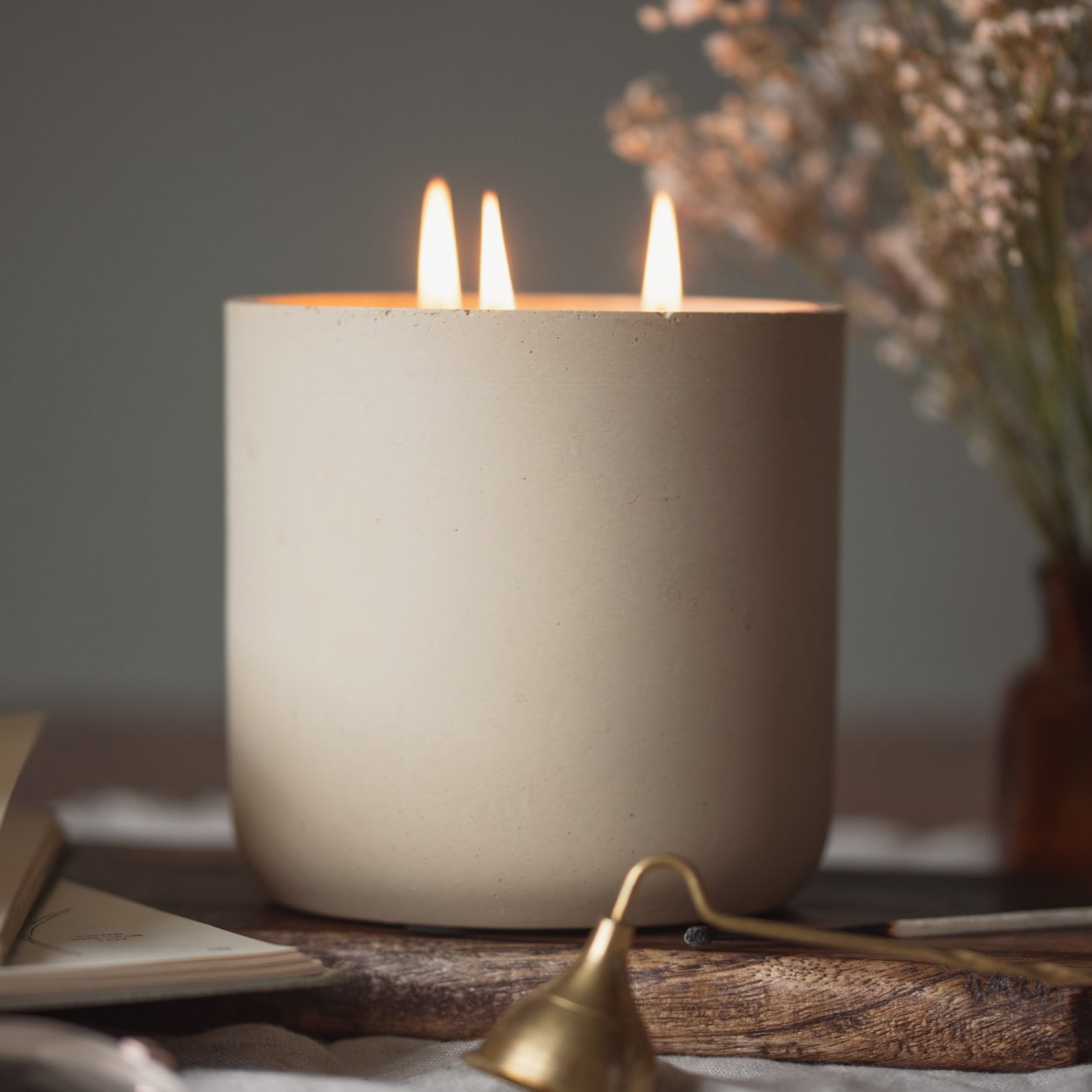 Cream Concrete 3 Wick Candle